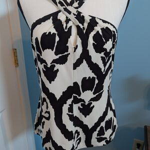 White House Black Market Black & White Twist-Neck Camisole